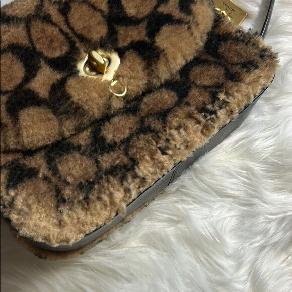 Coach Jennifer Lopez Marlie Top Handle Satchel Monogram Shearling Crossbody Bag - Picture 3 of 16